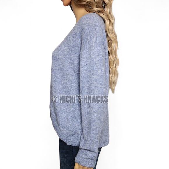 Ruched Drawstring V-Neck Pullover Coastal Granddaughter Blue Sweater Size M - Picture 4 of 10